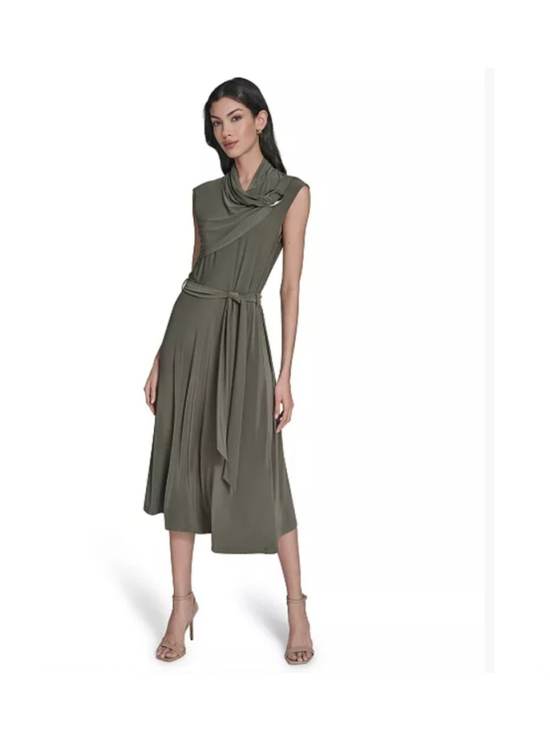 Halston Dresses & Skirts - NWT Halston Sage Draped Gold Ring Belted Midi Maxi Dress Size 4 $134